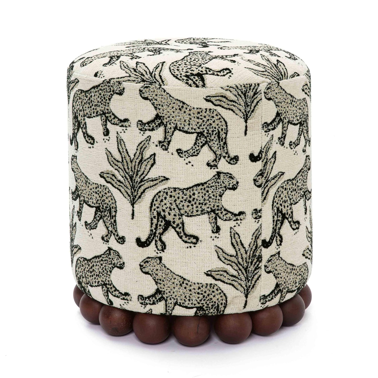 Tov Furniture Dex Taupe Leopard Jacquard Ottoman