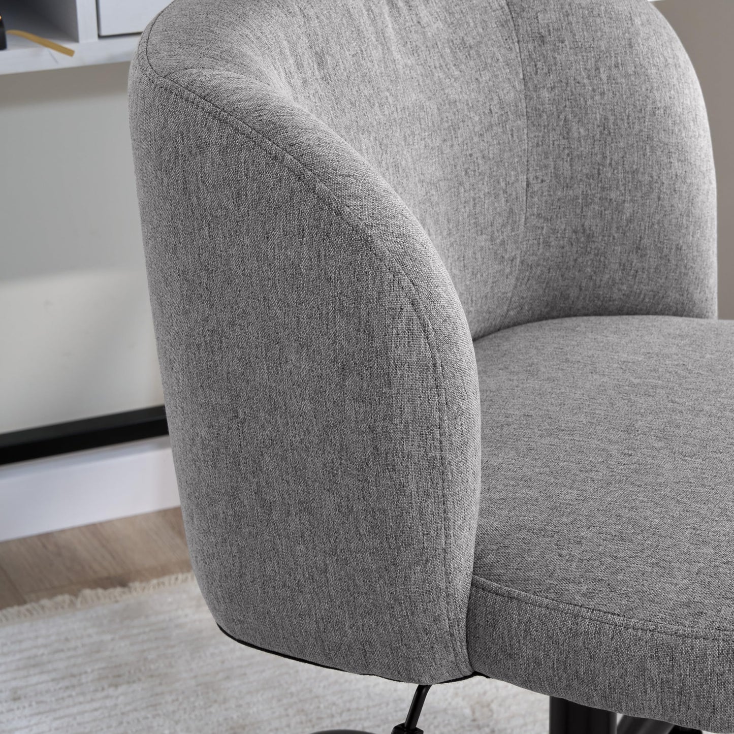 Bush Home Armless Desk Chair for Home Office, Adjustable Seating with Wheels and Swivel Base, Pembroke Collection, Warm Gray Fabric Upholstery
