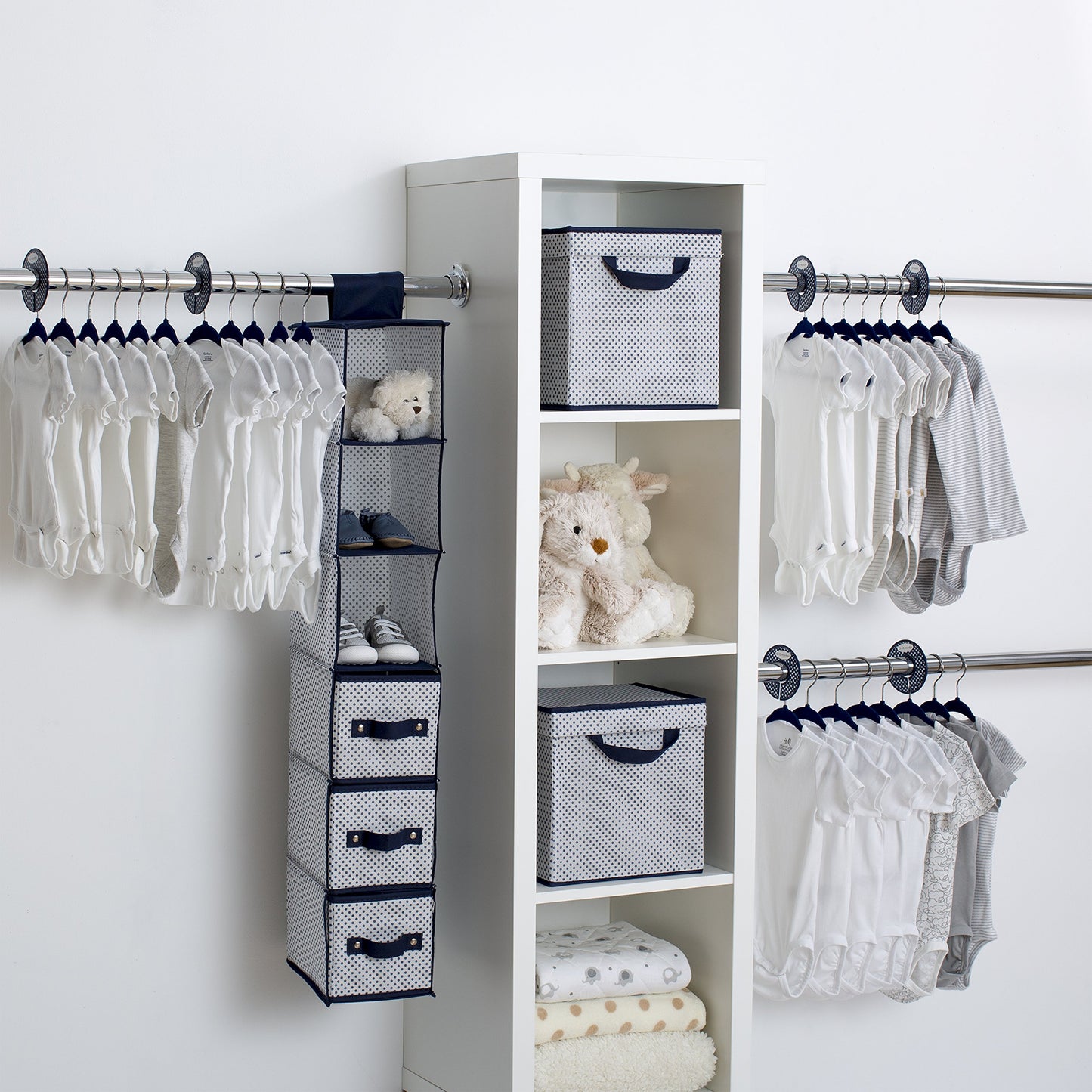 Delta Children Nursery Storage 48 Piece Set - Easy Storage/Organization Solution - Keeps Bedroom, Nursery & Closet Clean, Navy