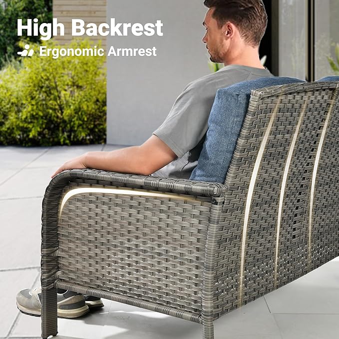 ovios 2-Piece Patio Furniture Set, Outdoor Wicker Sofa