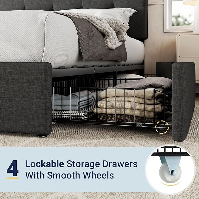 Allewie Upholstered Full Size Platform Bed Frame