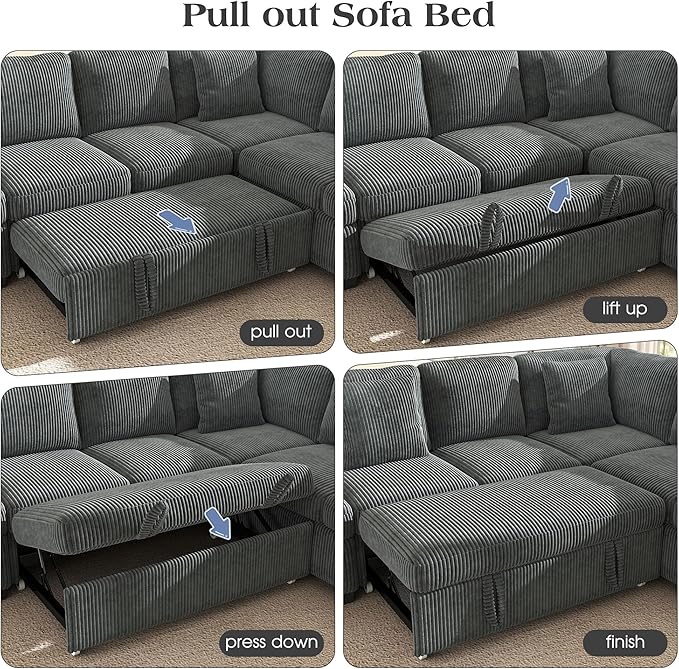 Ihanherry 59-inch Corduroy Convertible Sofa Bed