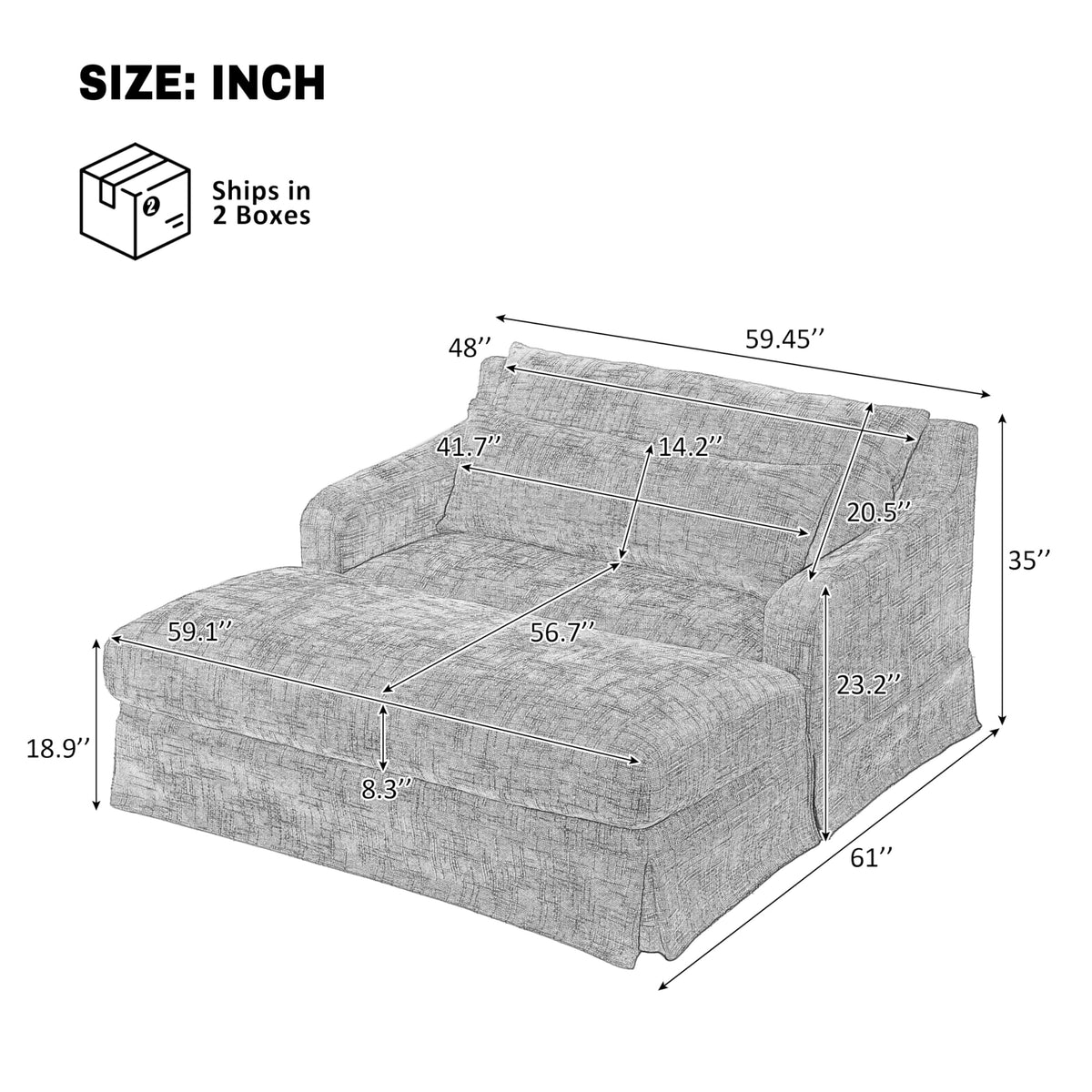 GDFStudio Chenille Sofa Bed Loveseat, Convertible Sleeper Couch with Deep Seat, 900 lbs Capacity, Upholstered Lounge Sofa with Pillows, Modern Compact Sofa for Living Room Bedroom Guest Space, Grey