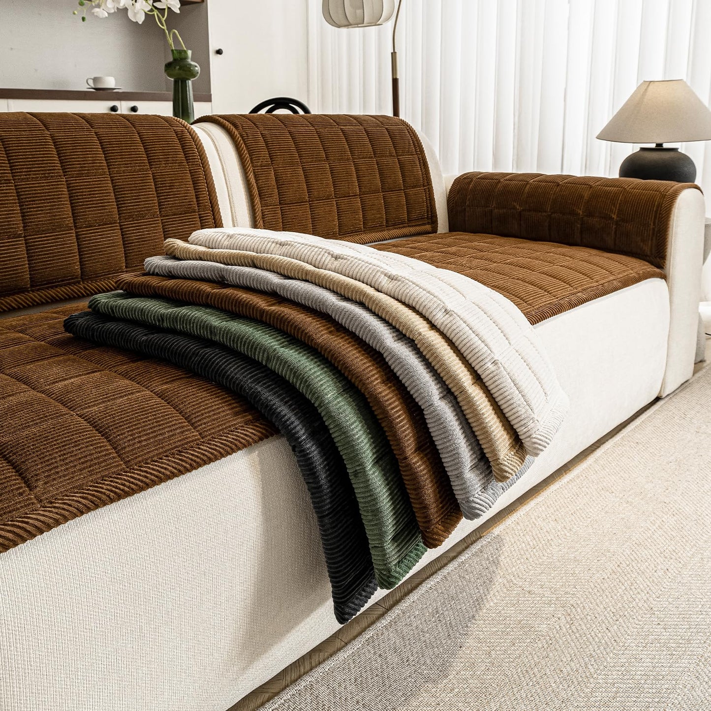 PJLZJFBY Couch Covers for Dogs Washable, 27.6"x82.7" Non Slip Couch Covers for Loveseat Sofa Pet Friendly, Soft Fuzzy Sofa Covers for Pet, Dog Couch Cover Furniture Protector(1PC,Dark Brown)