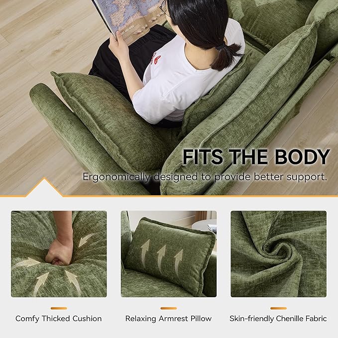 76'' Cloud Deep Seat Loveseat Sofa, Upholstered Chenille Modular 2-Seats