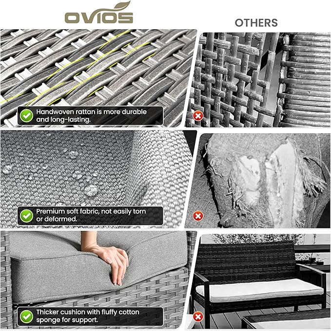 ovios 7-Piece Patio Furniture Set, Outdoor Wicker Sofa