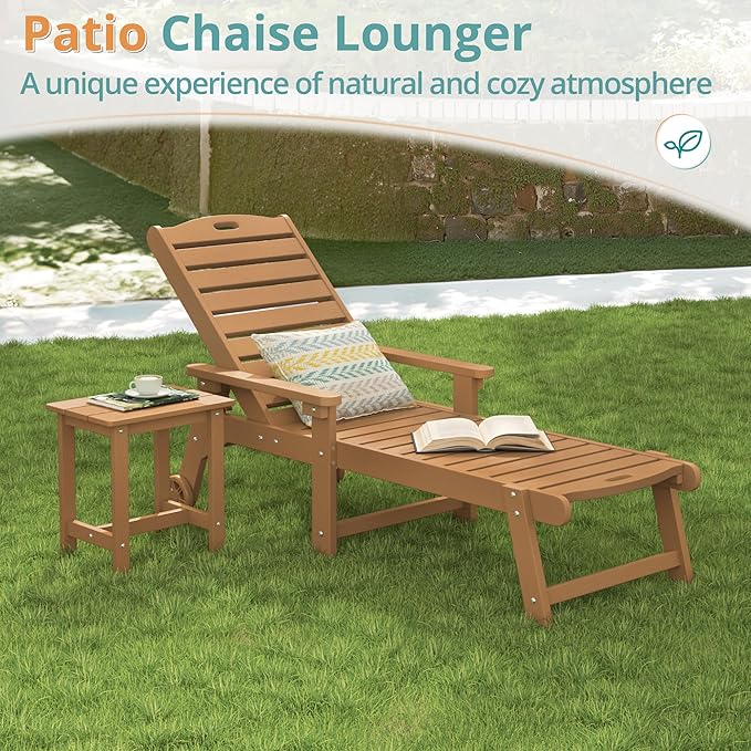 LUE BONA Lounge Chair Outdoor, HDPS Chaise Lounge Outdoor