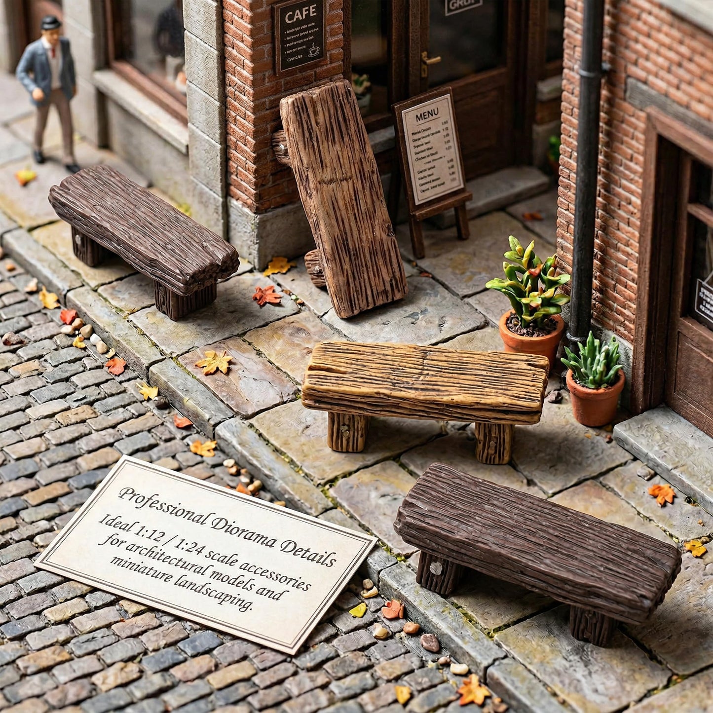 Veemoon 4pcs Miniature Fairy Garden Bench Mini Resin Furniture Decoration Tiny Furniture Ornaments Park Bench Statue Village Micro Landscape DIY Craft Figurines Bonsai Terrariums Dollhouse Zen Garden