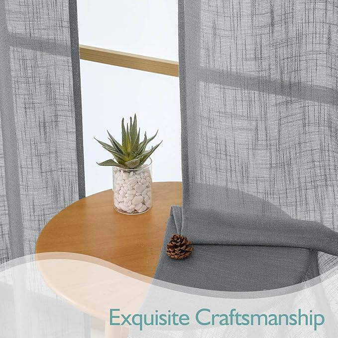 Chyhomenyc Charcoal Grey Semi Sheer Curtains 84 Inches Long 2 Panels Set