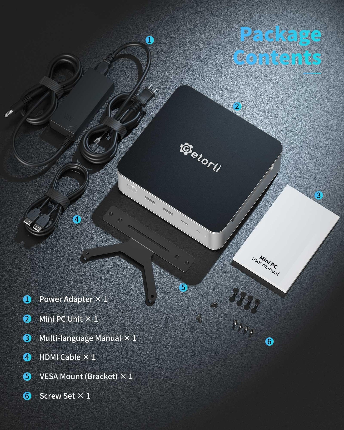 Getorli Mini PC, AMD Ryzen 7 H 255(Up to 4.9GHz), 32GB DDR5 & 1TB PCIe 4.0 SSD Micro PC, 4K Quad Display Mini Desktop Computer with Dual 2.5G LAN，WiFi 6 for Home Office/Gaming/Design & Productivity