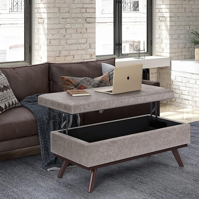 SIMPLIHOME Owen Lift Top Coffee Table Storage Ottoman
