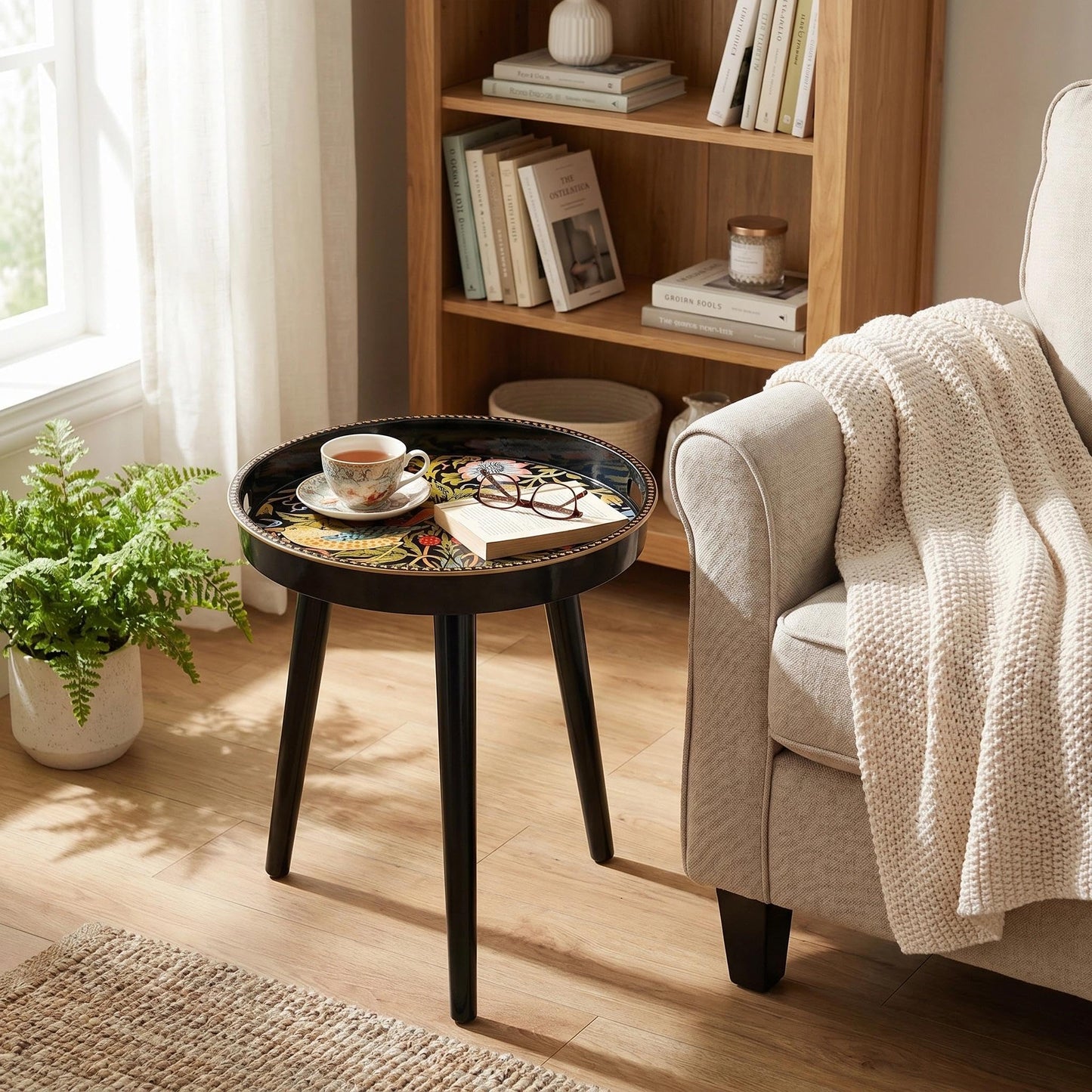 Zosenley Round Indoor Side Tables with Detachable Wooden 3 Legs, Versatile Tray Table, Perfect for Round Coffee Table Tea, and Relaxation Time 17.7 Inch (Strawberry)
