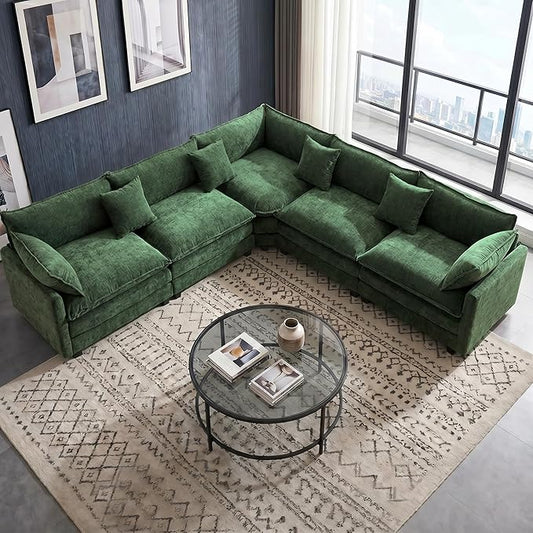 111.4" V-Shaped Corner Couch Sectional｜5 Seat Customizable Modular Cloud
