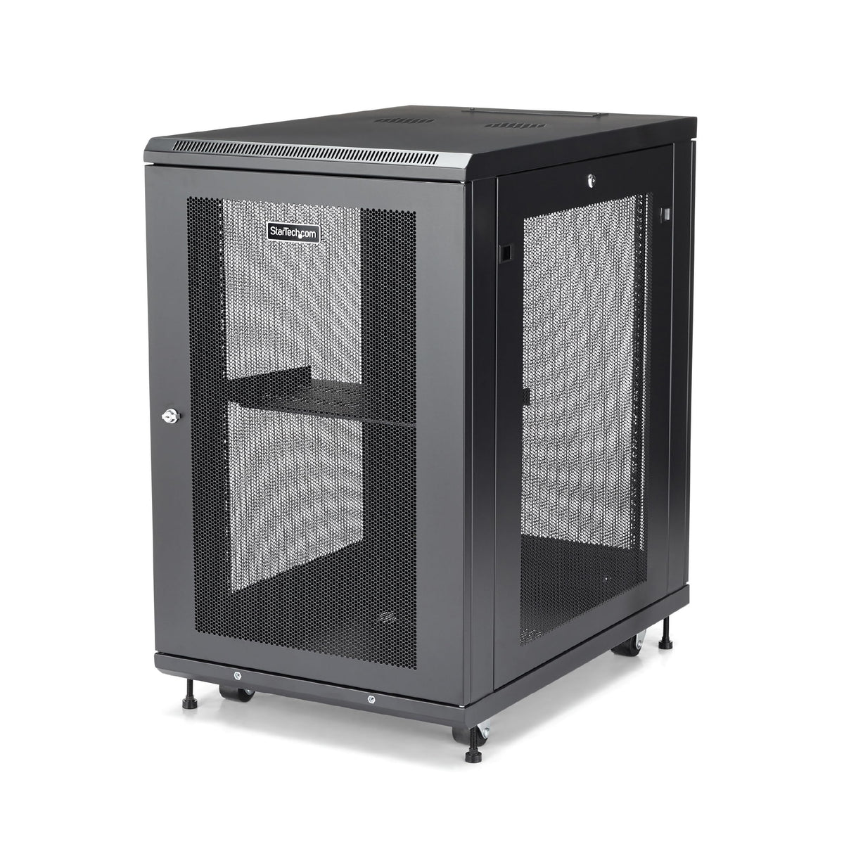 StarTech 18U Enterprise-Grade Server Rack Cabinet Kit, 19in Enclosed 4-Post Rack with Shelf and Cable Management, 29in (75cm) Mounting Depth, 992lb (450kg) Capacity
