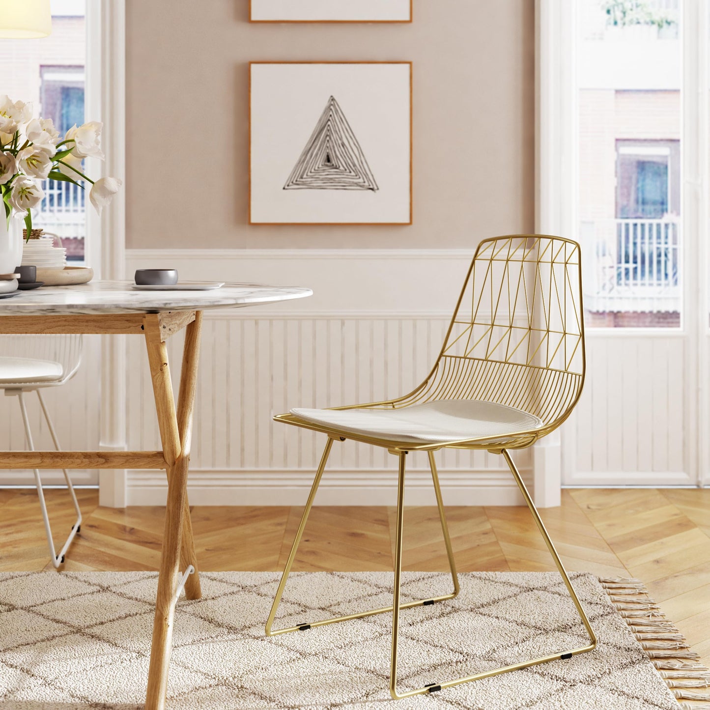 Adore Décor Elle Décor Vivi Dining Chair Set French Gold