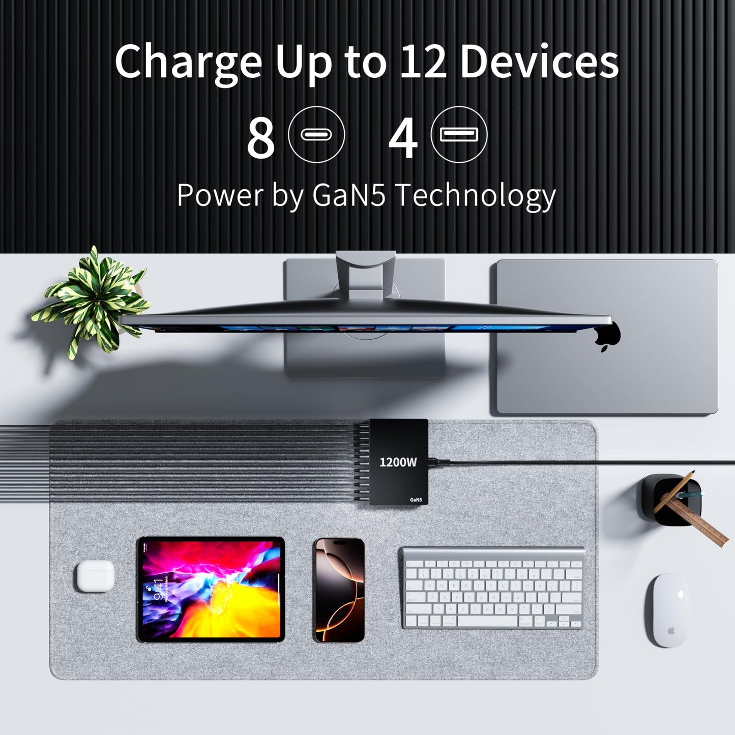 1200W USB C Charger Block.Fast MacBook Pro Charger Charging Station 12 Port 140W PD PPS AVS HUB for All iPhone 17 Pro Max/17 Air/16 SE/Samsung Galaxy 25/ MacBook Pro/Air/iPad Pro/240W Cable