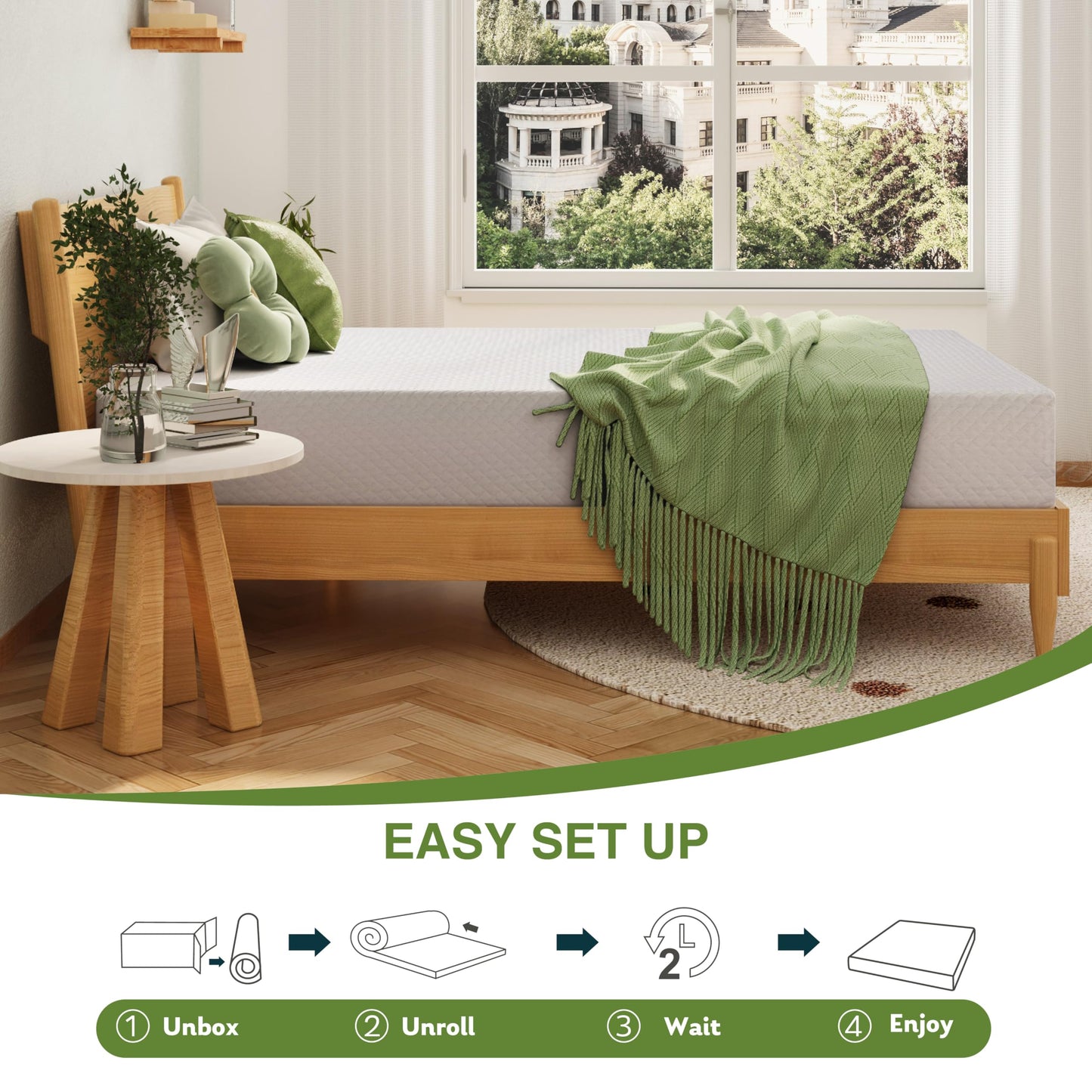 EGOHOME 6 Inch Twin Mattress for Kids, Memory Foam Mattress with Cooling Green Tea Gel, Relieve Pressure with Medium Firm Support, CertiPUR-US Certified, 75''L x 38''W, White