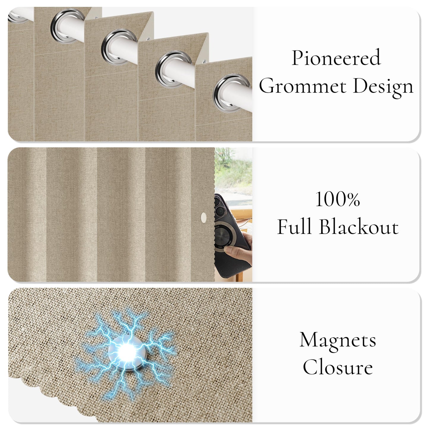HMYI Accordion Door Curtains for Doorways, Curtain Door for Privacy Use, Fabric Curtain Panel, 1 Panel, W100 x L84, Tan