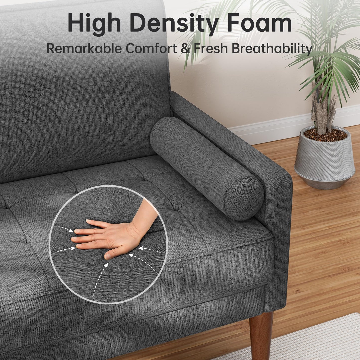 Vesgantti Loveseat Sofa 48" Small Couches for Small Spaces, Love Seat for Living Room, Bedroom, Easy Assembly Mid Century Modern Couch, Charcoal Gray