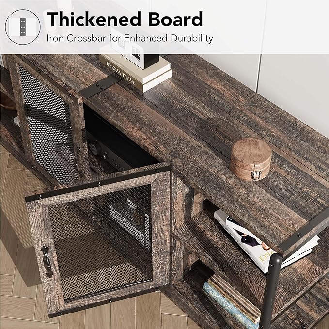 GarveeHome TV Stand for 65+ Inch TV, Rustic Entertainment Center TV Media