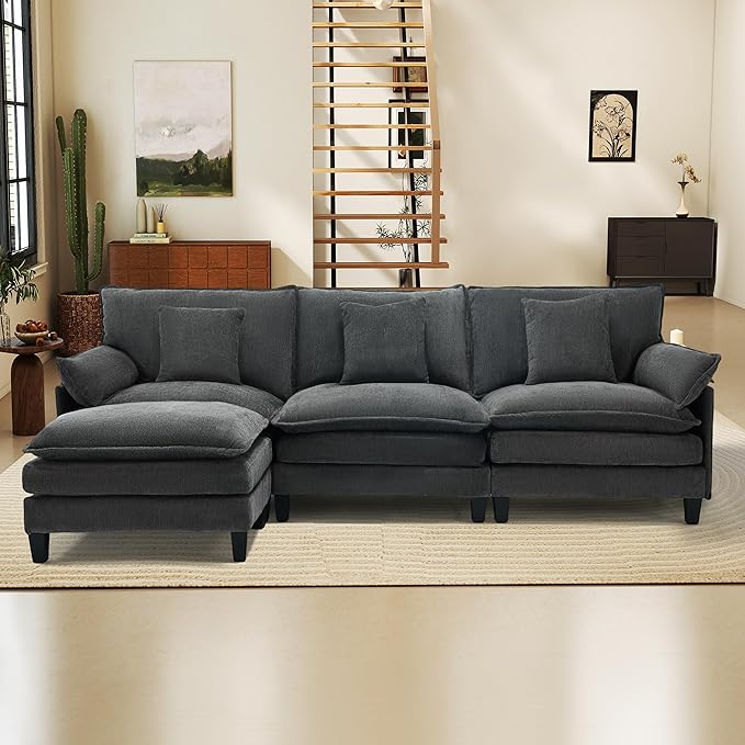 Cloud Couch, Deep Seat Couches for Living Room, Bedroom and Apartment, L Shaped