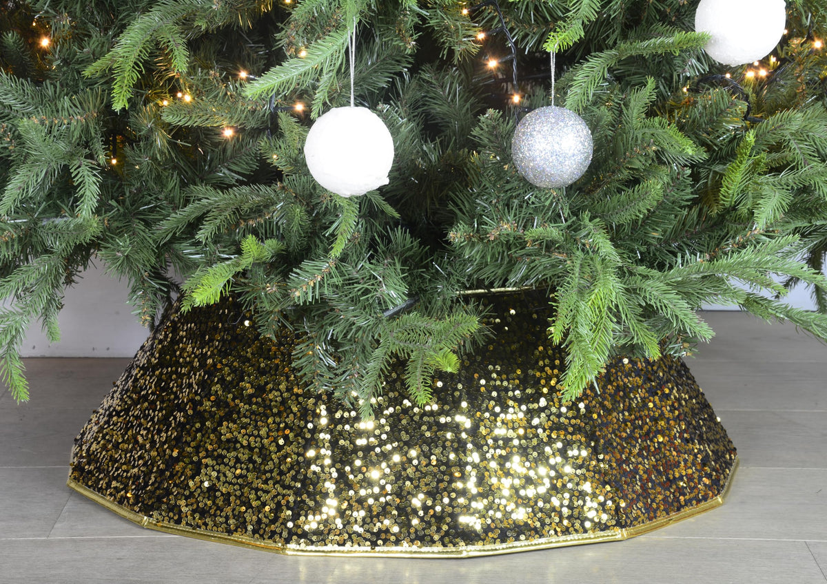 Black & Gold Christmas Tree Skirt Collar