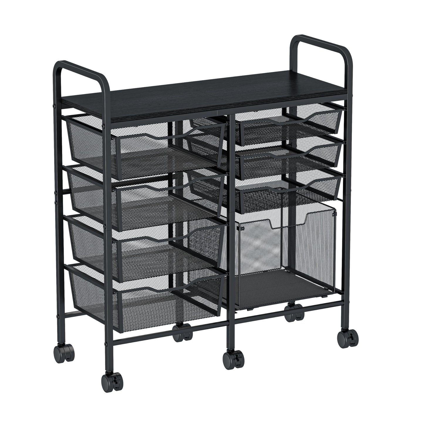 Aokitsink Rolling Cart with Drawers,8-Drawer Storage Cart with Wooden Tabletop and Lockable Wheels,Craft Storage & Art Supply Organizer,Letter-Size File Drawer for Classroom, Office & Home