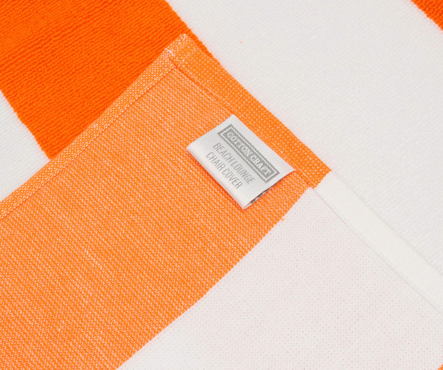 COTTON CRAFT Pool Lounge Chair Cover - 2 Pack - Chaise Beach Picnic Spa Towel - Cabana Stripe - Soft Premium Ringspun Terry Cotton - Oversized - 32 inch wide x 82 inch long with 7 inch Pocket – Orange