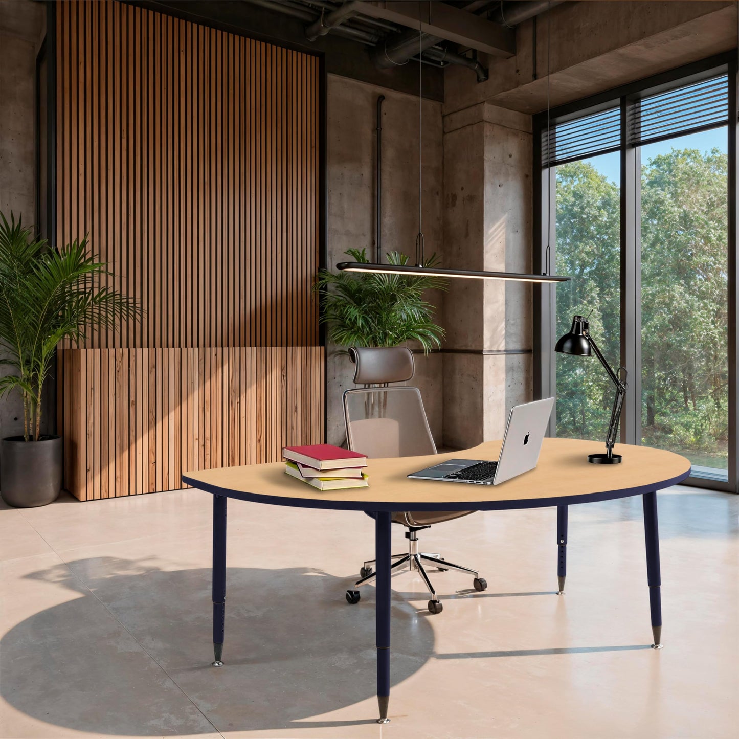 Adapte Commercial Classroom Activity Table - 48" x 72" Kidney, ADA Compliant Tapered Legs with Glides & Casters, Adjustable Height 22-34" Wheelchair Accessible, School & Office Furniture