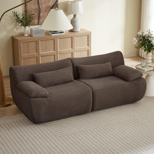 79" Deep Seat Cloud Loveseat Sofa, No-Assembly Modular Corduroy Couch in a Box, 2-Seater Boneless Love Seat with Extra-Wide Armrests & Supportive Pillows for Small Apartments