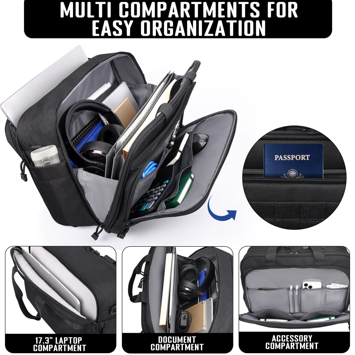 DEYACE Tactical Messenger Laptop Bag Large Military Briefcase 17.3 Inch Computer Work Office Bag for Men YKK-Zippers