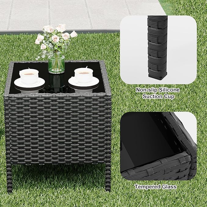 GarveeLife 3 Piece Patio Furniture Set, Rattan Outdoor Furniture
