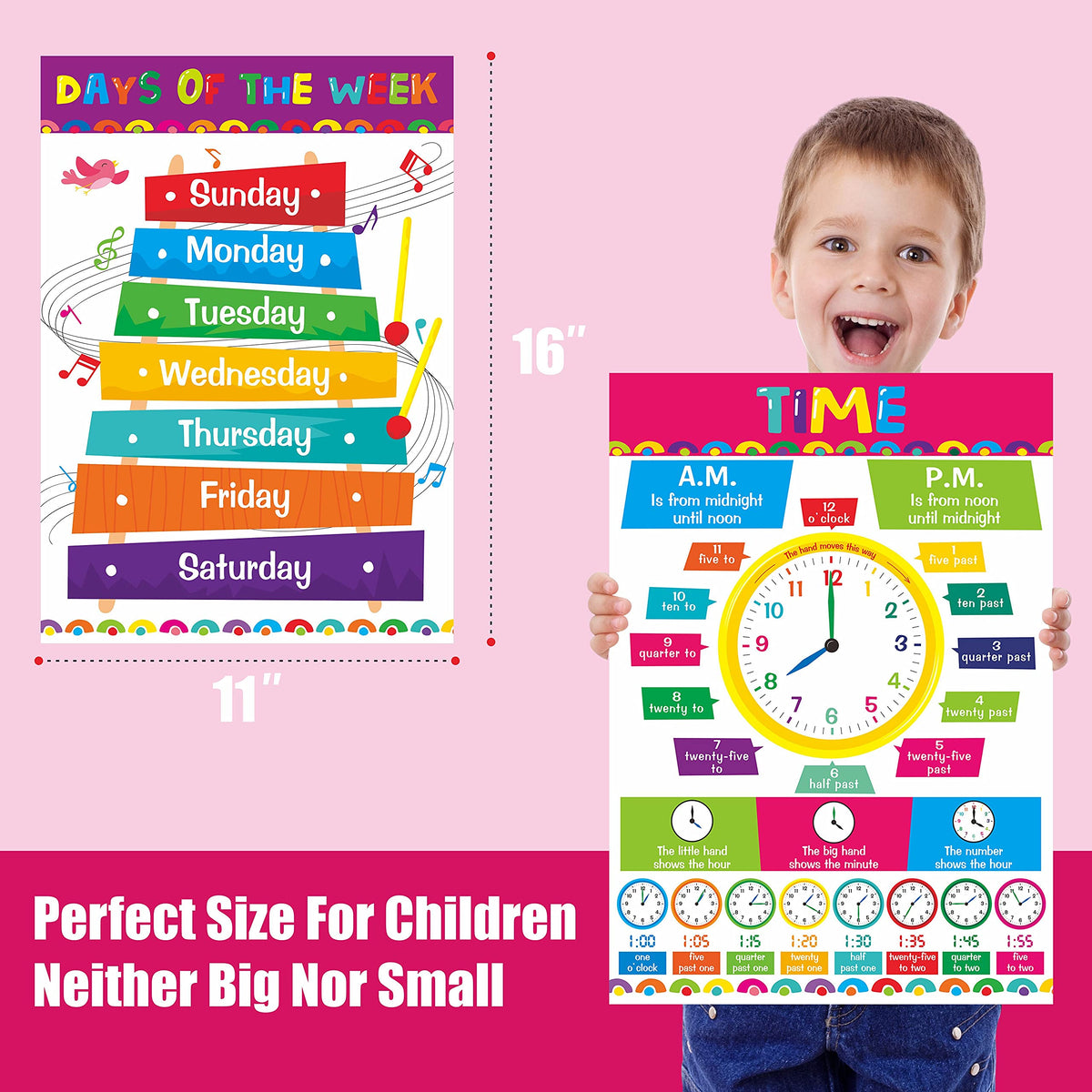 Gethelud 17 Packs Educational Poster, PET Film Covered Preschool Learning Tools for Nursery Kindergarten Toddlers