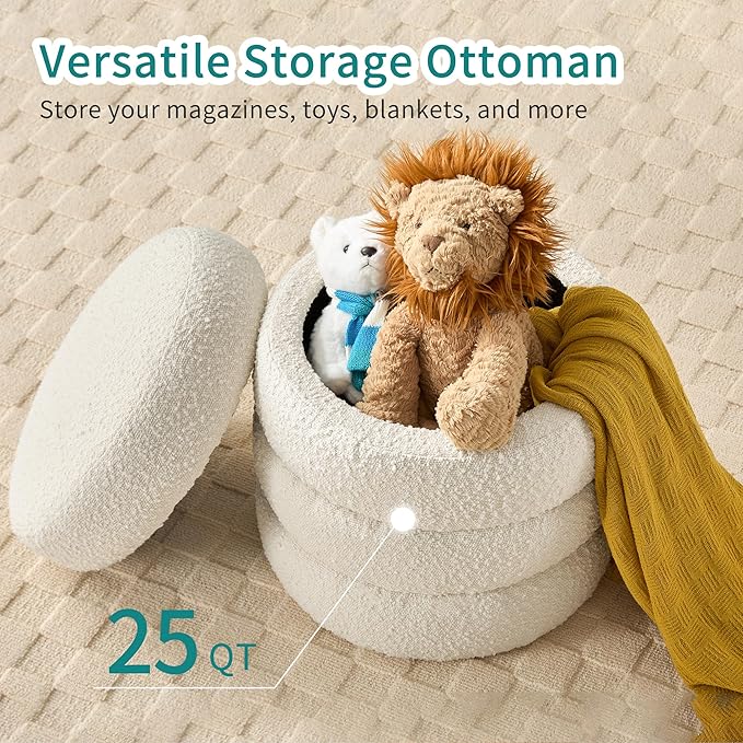 Busaurus Round Ottoman with Storage