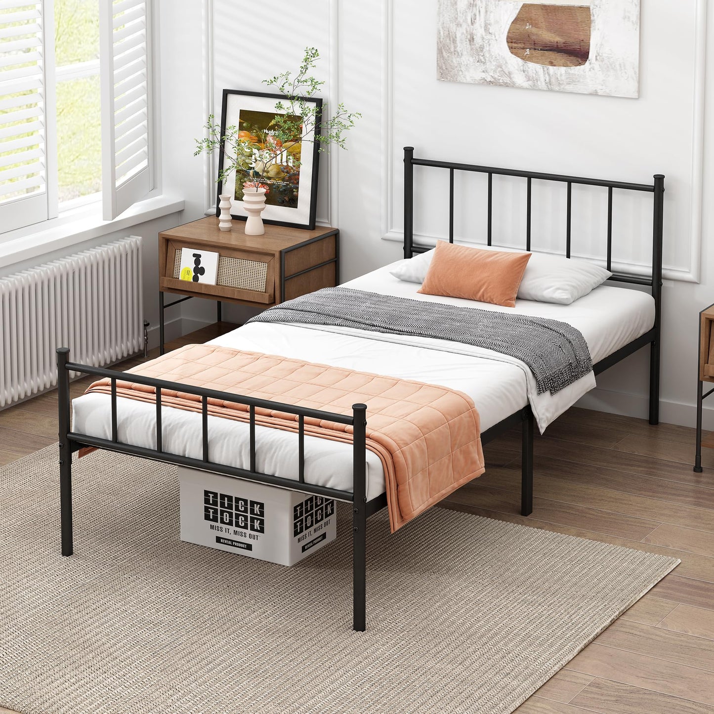 DIIYIV Twin Metal Bed Frame,Steel Slat Support,Noise Free,Easy Assembly