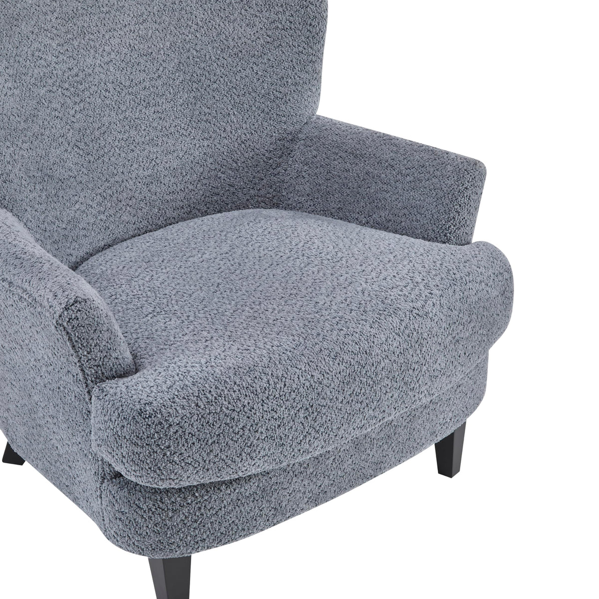 Merax Boucle Club Chair and Ottoman Set, Upholstered Accent Armchair with Ottoman, Modern Barrel Lounge Chair Set with Birch Wood Legs for Living Room Bedroom Office, Dusty Blue