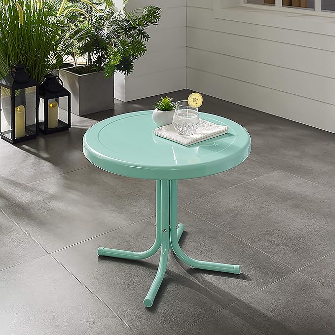 Crosley Furniture Griffith Weather Resistant Retro Metal Outdoor Side Table