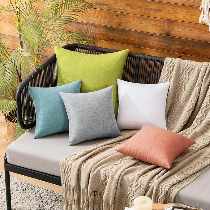 MIULEE Pack of 2 Decorative Outdoor Solid Waterproof Throw Pillow Covers Faux