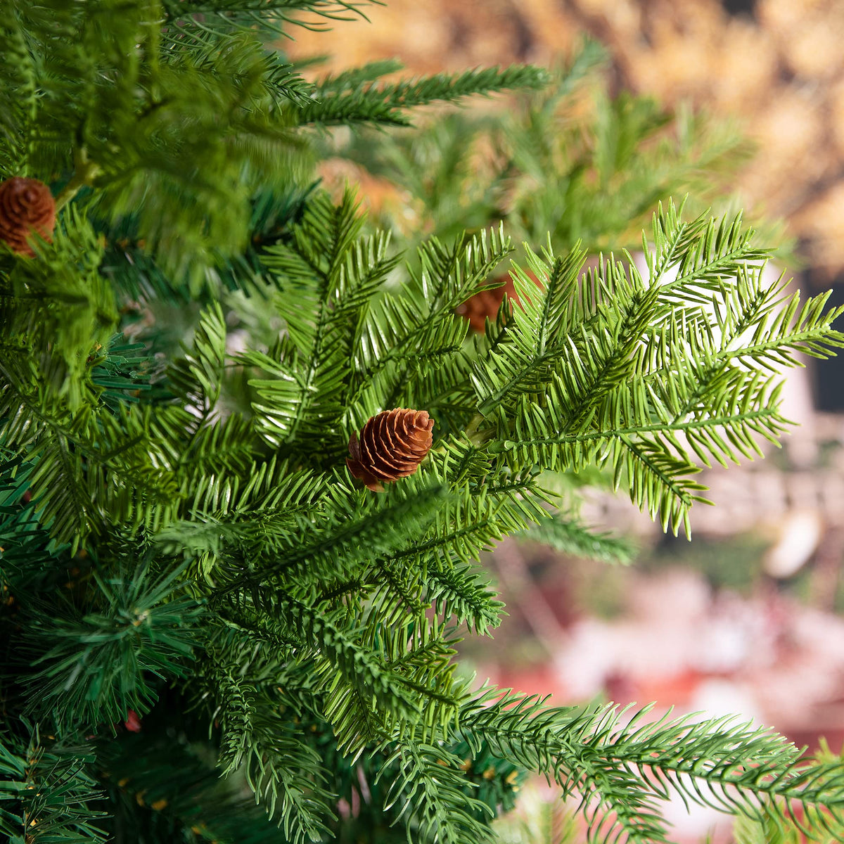Watayo 8 Pcs Large Artificial Pine Needles Branches- 16" x 7" Christmas Fake Greenery Pine Picks with Pinecone- Faux Pine Leaves Sprigs for Christmas Garland Wreath & Home Garden Decoration
