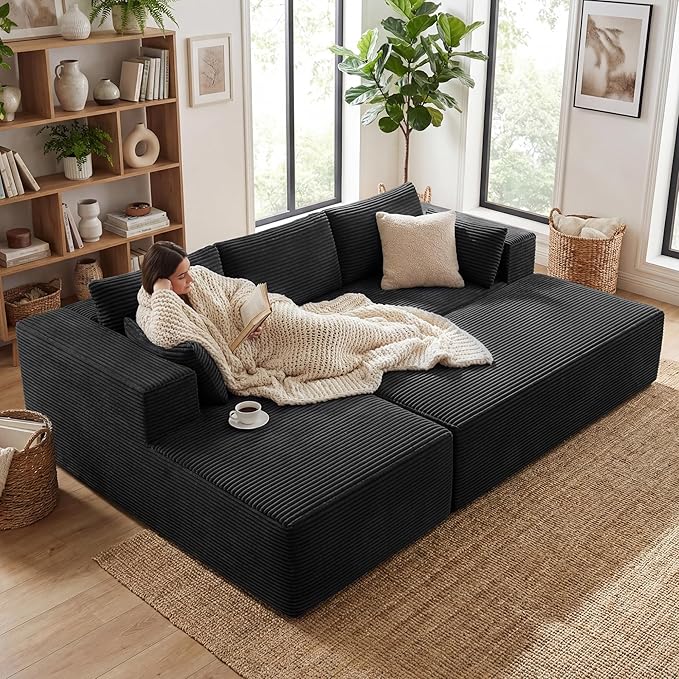 GRUSIGN 106" Oversized Sectional Boneless Sleeper Sofa Bed Couches