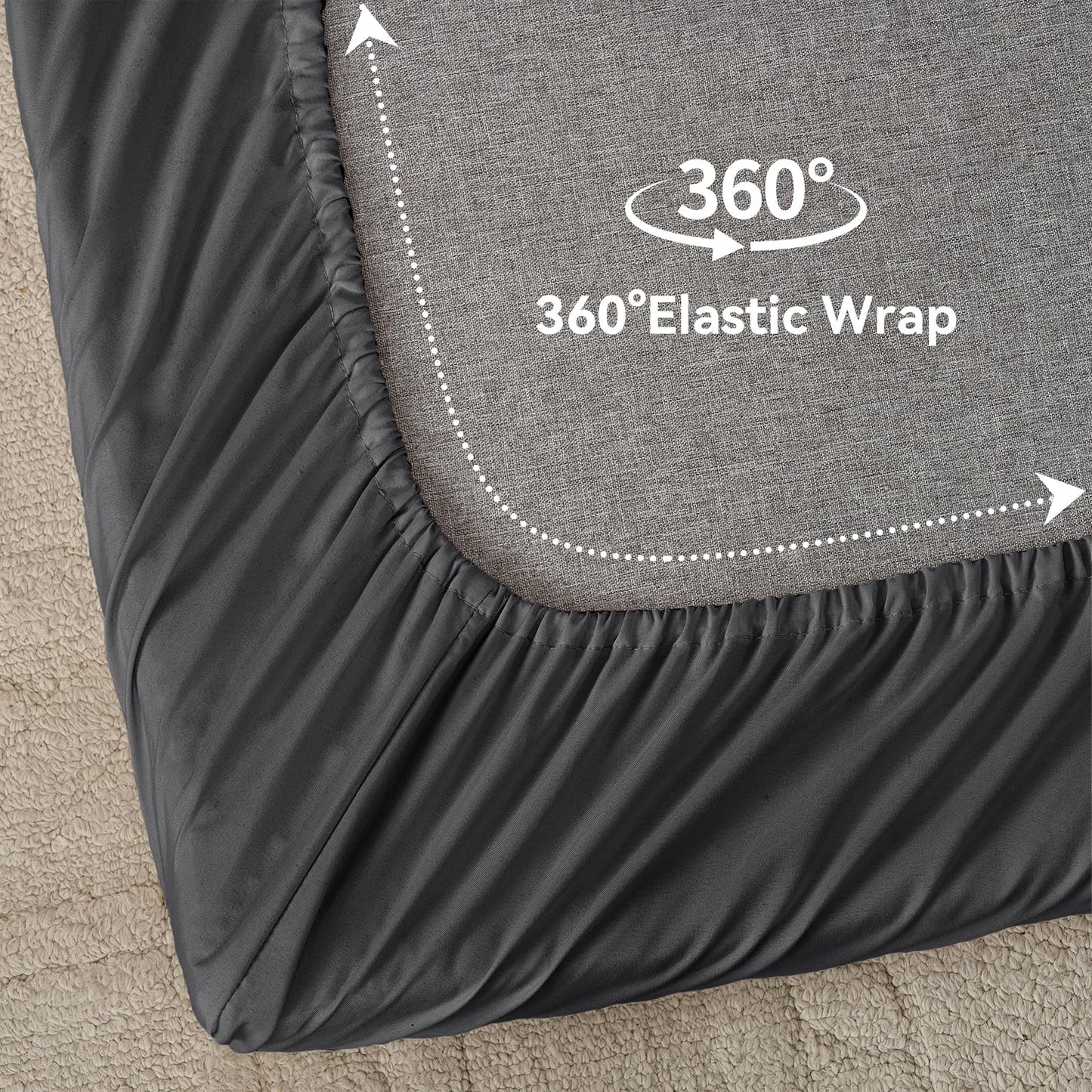 NSGZ Full Fitted Sheet Only Compatible with Trifold Mattress, Microfiber Fitted Bedsheet Fit for 6 Inch Low Profile Mattress with Full Elastic Edge for RV Bunk, Trundle Bed, Daybed, Camping (Gray)