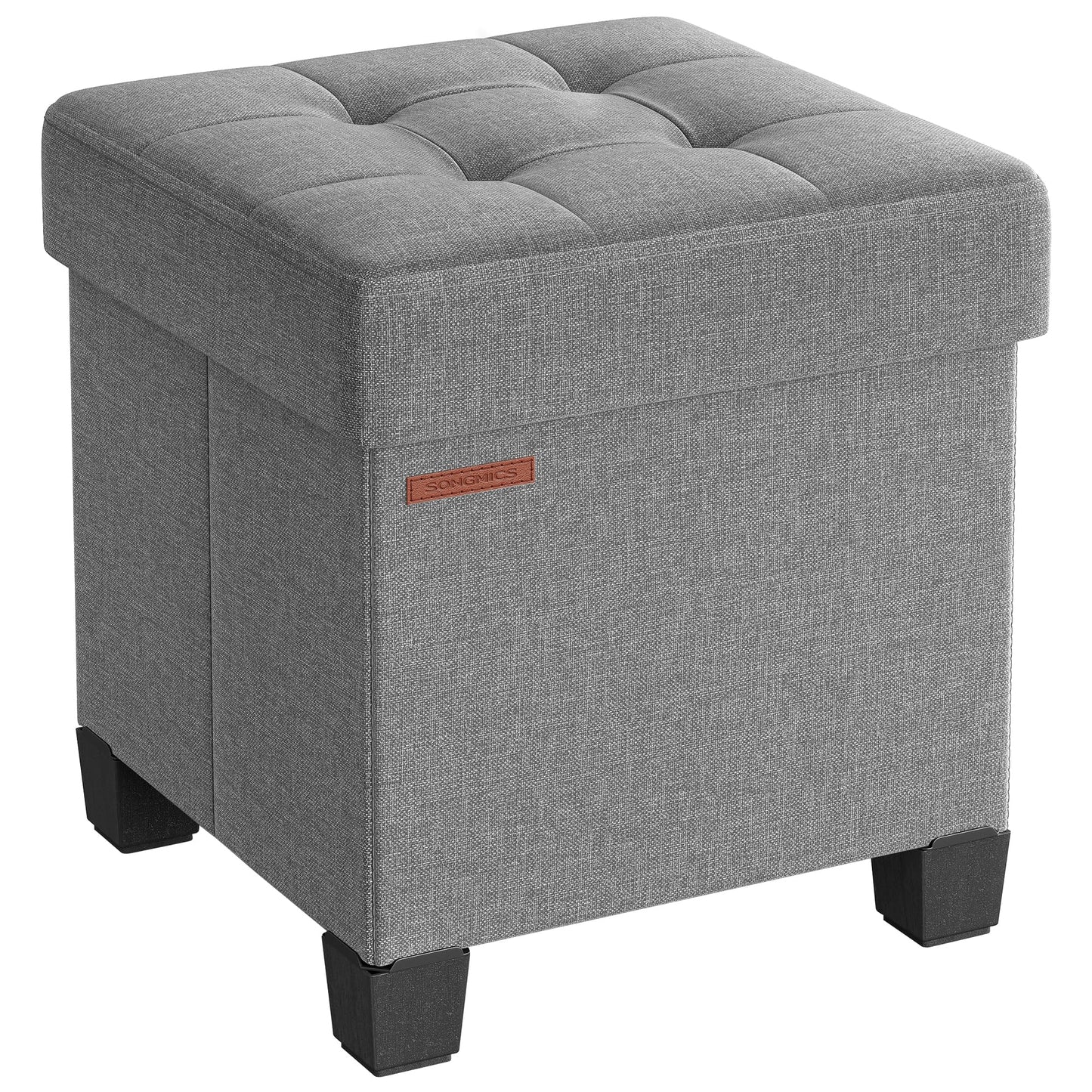 SONGMICS Storage Ottoman, Small Ottoman Foot Rest with Legs, 15 x 15 x 15.7 Inches Foot Stool, Load up to 660 lb, for Living Room, Bedroom, Dorm, Dove Gray ULSF014G02