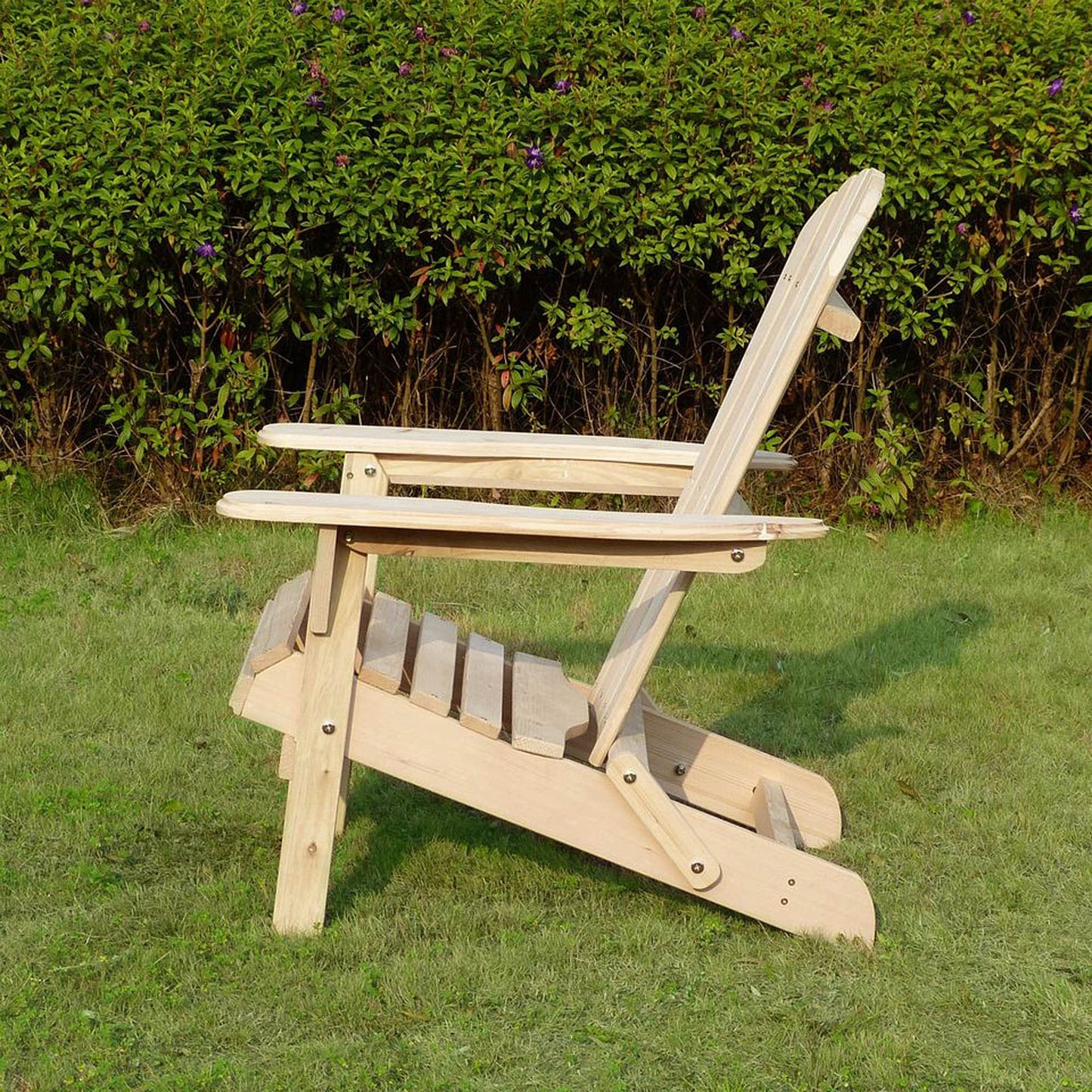 Merry Garden Foldable Wooden Adirondack Chair, Outdoor, Garden, Lawn, Deck Chair, Natural