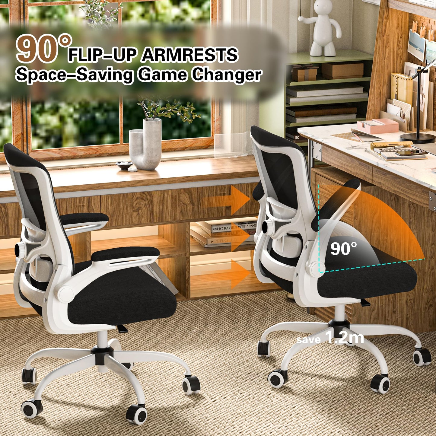 Ergonomic Office Chair - High Back Desk Chair with Adjustable Lumbar Support, Breathable Mesh Back, 330LBS Capacity, Easy Assembly (Black&White)