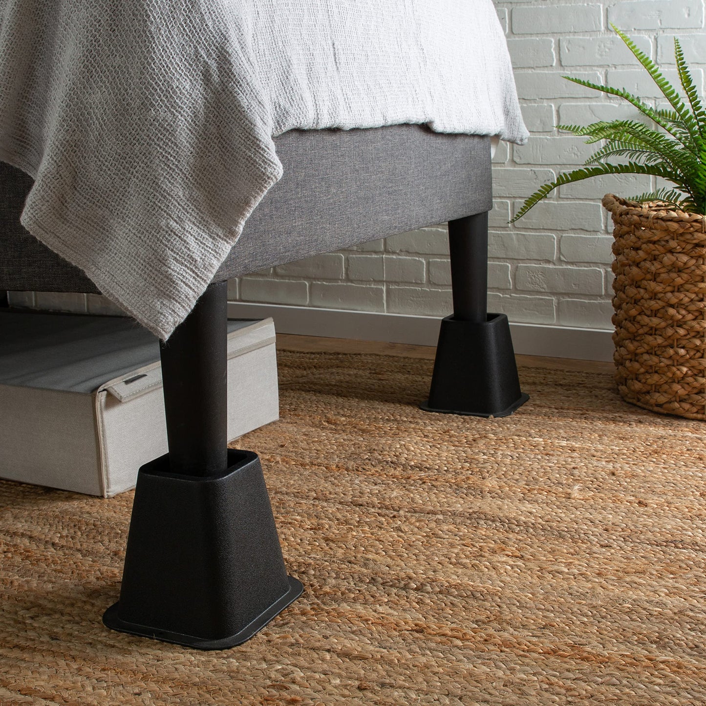 Simplify 6 Inch Bed Riser | Pack of 4 | Bed & Furniture Lifter Wheel Grooves | Under-Bed Storage | Bedroom & Dorm | Black