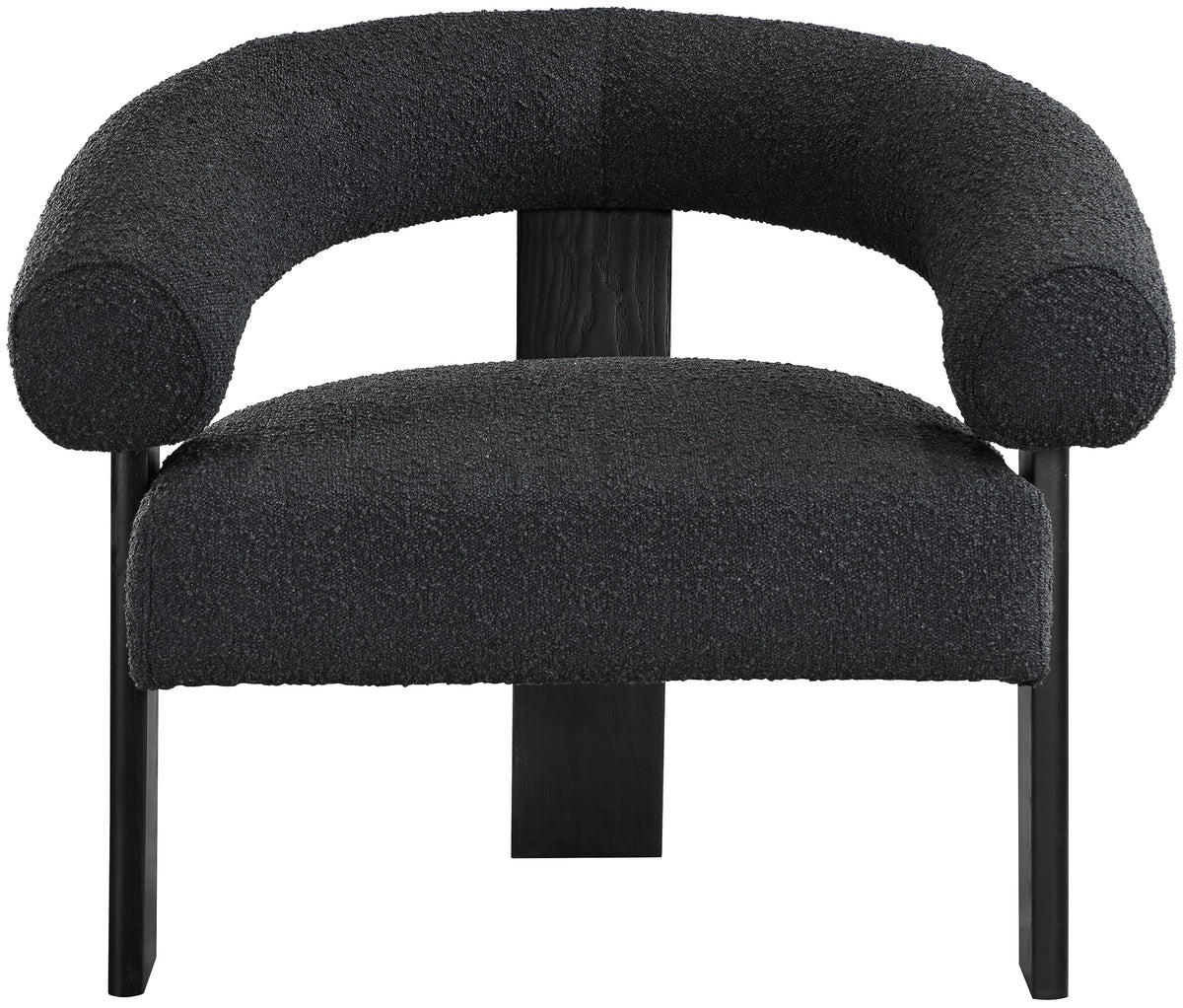 Meridian Furniture 497Black Winston Collection Mid-Century Modern Upholstered Accent Chair with Rich Boucle Fabric, Solid Wood Finished Legs, 35.5" W x 29" D x 30" H