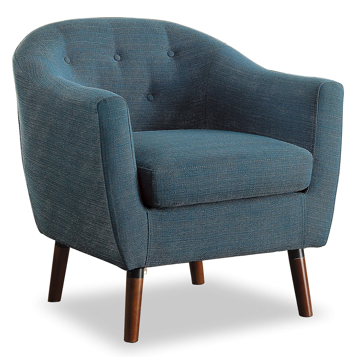 Homelegance Lucille Modern Accent Chair, Upholstered Reading Chair with Button-Tufted Back, Sloped Arms, Removable Seat Cushion Cover and Espresso Wood Legs, for Living Room, Bedroom or Office, Blue