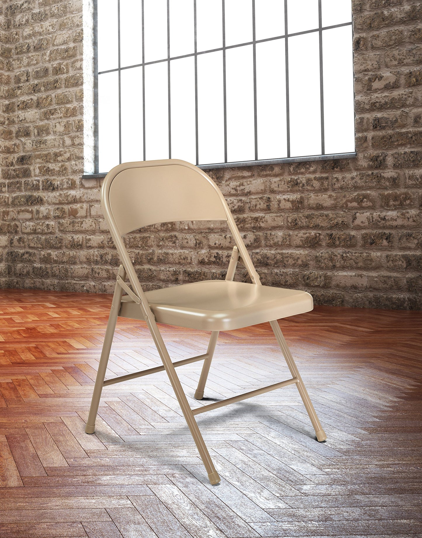 Steel Portable Folding Chairs by National Public Seating – 900 Series Premium Heavy-Duty Foldable Chairs for Indoor & Outdoor, Set of 4 – Comfortable, Durable, Institutional-Grade, Beige