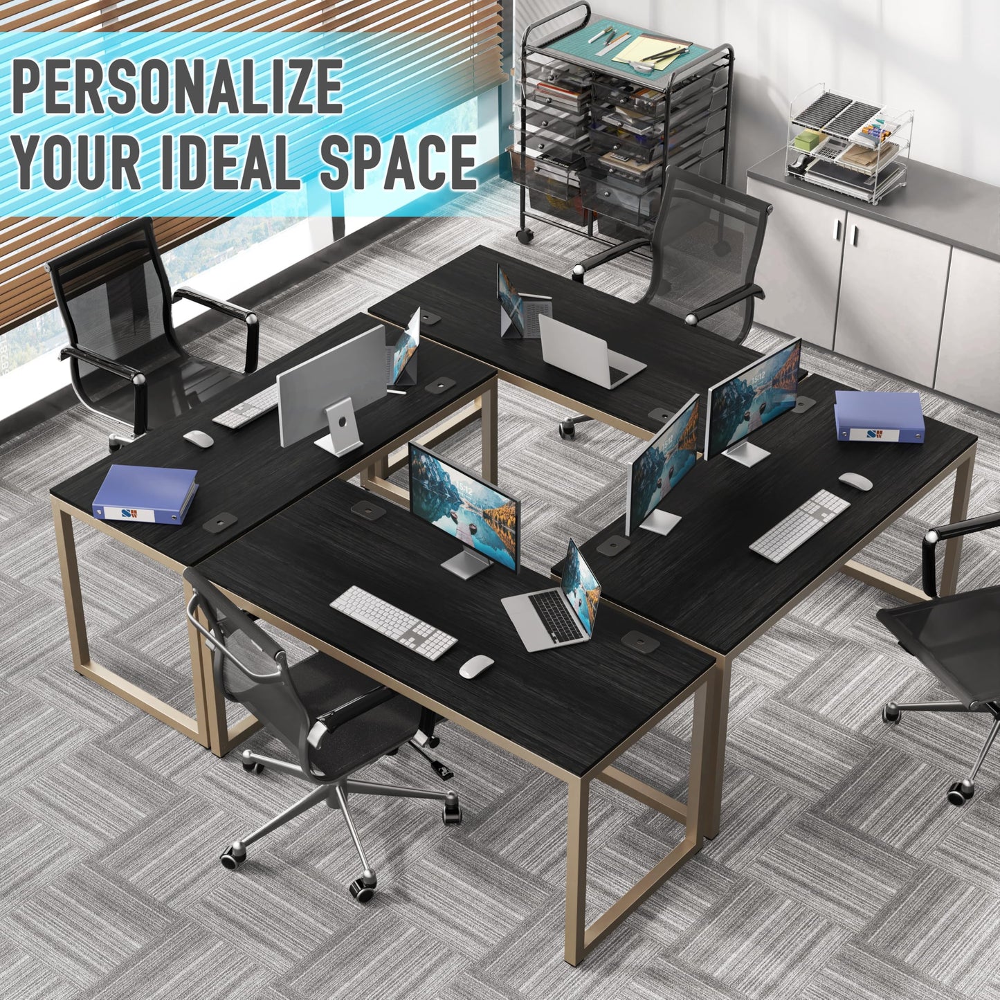 SHW 55-Inch Commercial-Grade Office Computer Desk, Espresso
