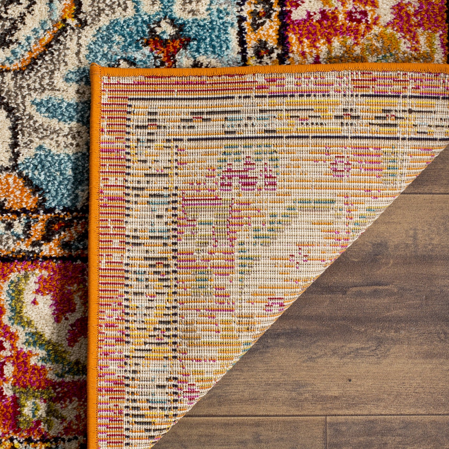 SAFAVIEH Monaco Collection Runner Rug - 2'2" x 14', Orange & Light Blue, Non-Shedding & Easy to Clean, Distressed Medallion Design, Ideal for Hallway, Foyer, Entryway, Kitchen, Bedroom (MNC243H)